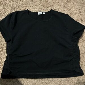 TNA Black Ruched Crop Top